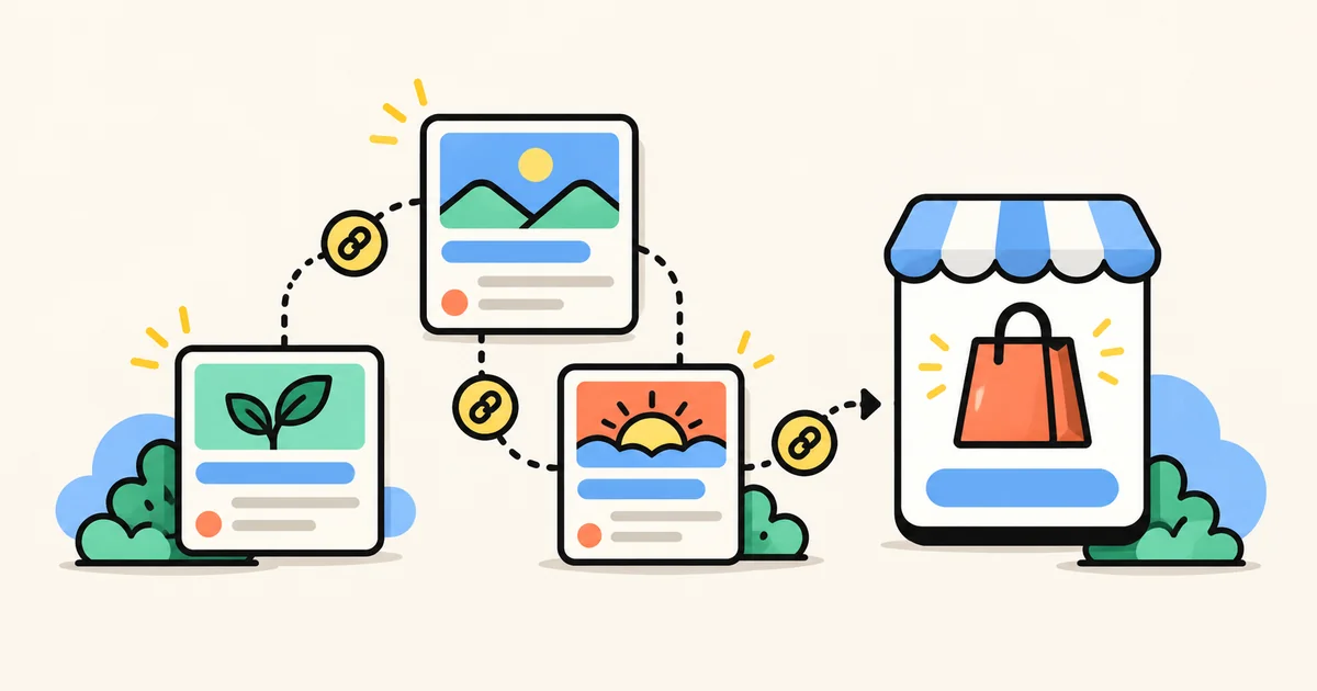 Internal links connect articles, collections and products
