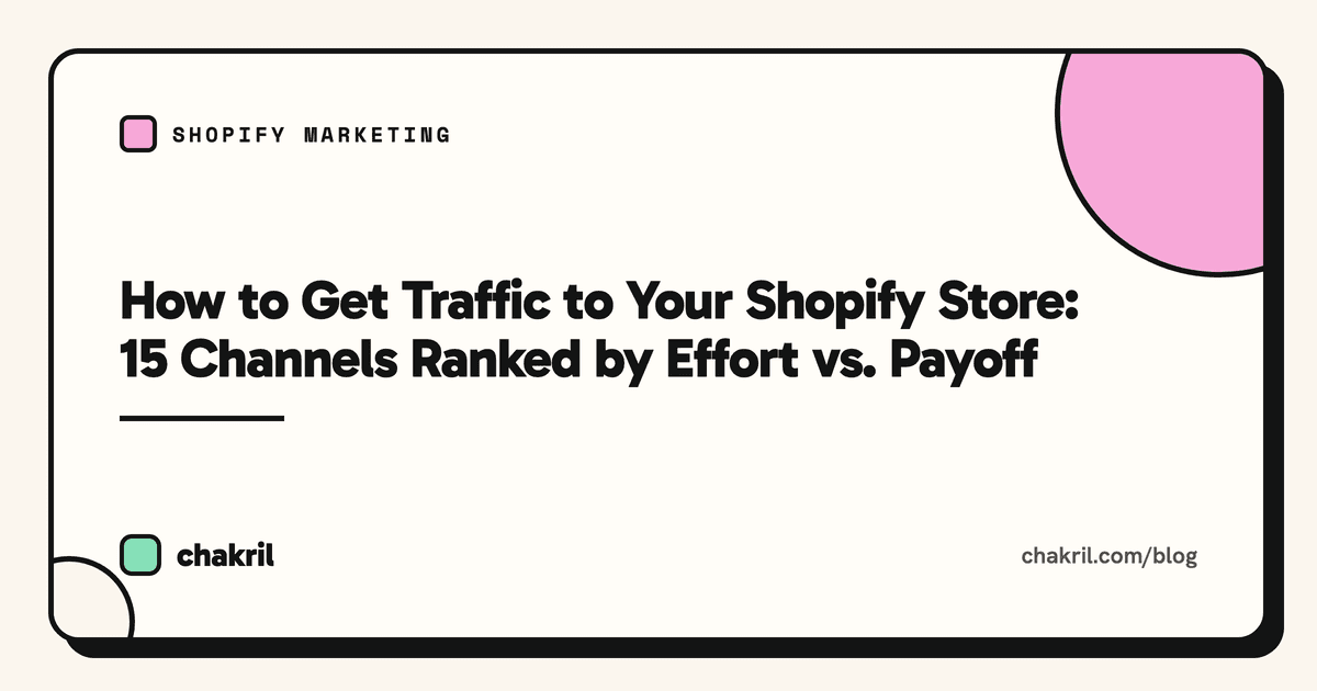 How to Get Traffic to Your Shopify Store: 15 Channels Ranked by Effort vs. Payoff