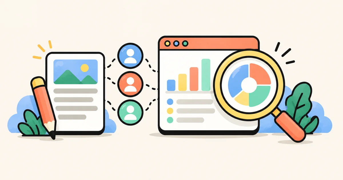An article and visitor activity connect to an analytics board